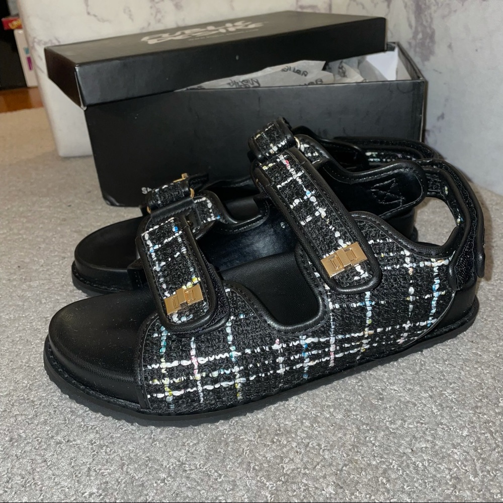 Public Desire Black Sandals size 8 Wide Fit